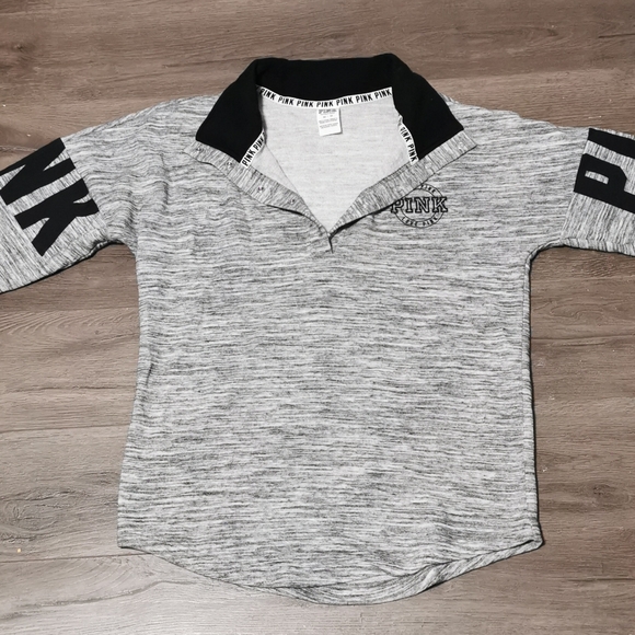 PINK grey and white collared sweatshirt - Picture 4 of 4